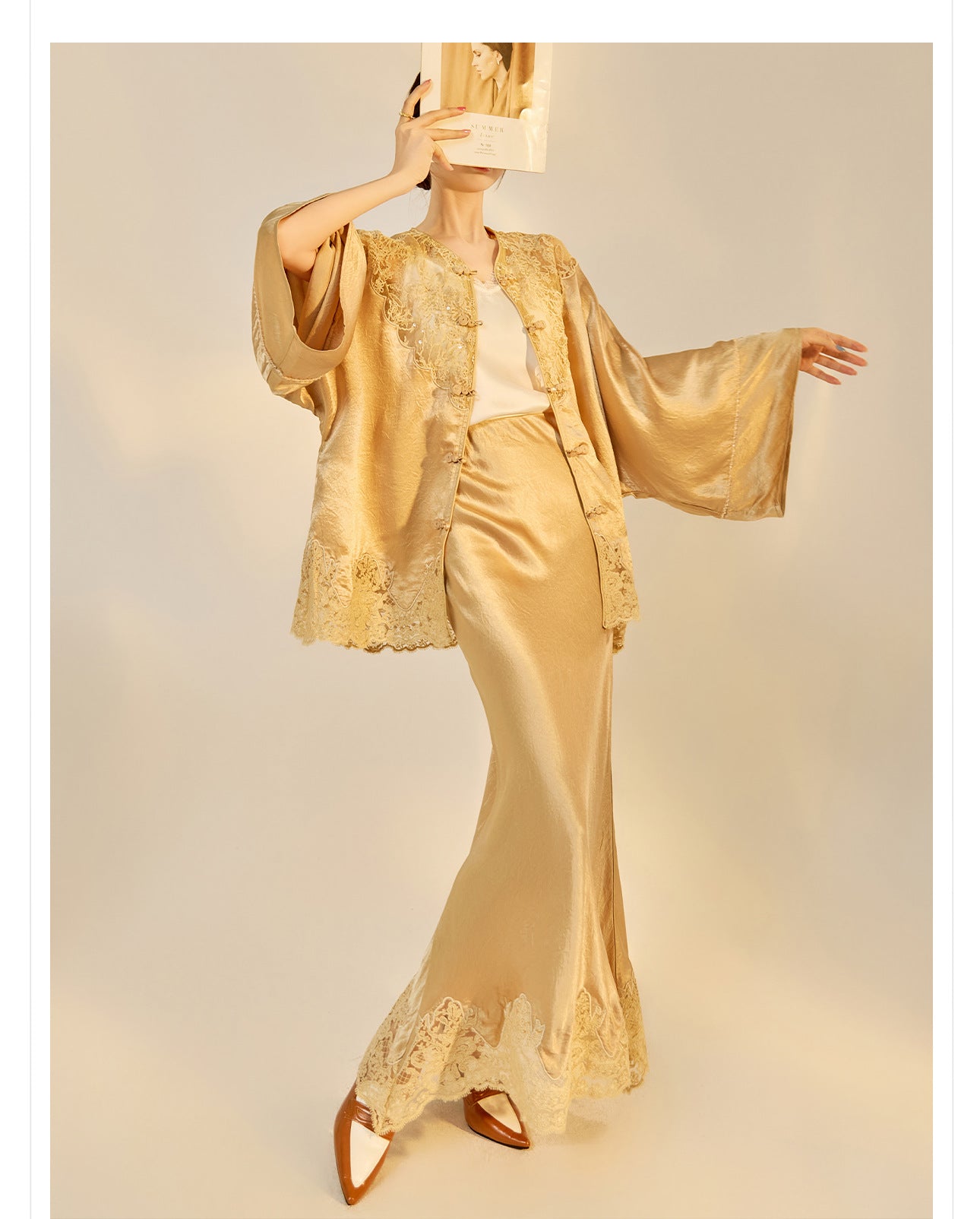 New Chinese Style Embroidered Jacket Skirt Set | Heavy Bead Lace Patchwork