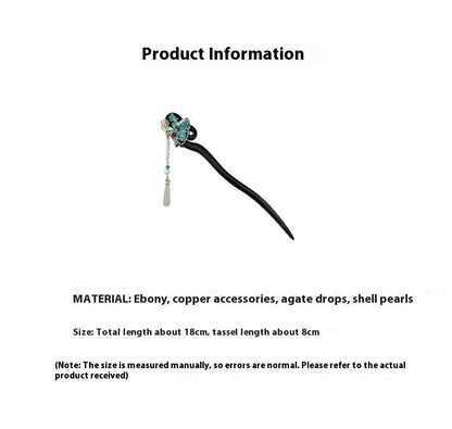 Ancient Style Imitation Jade Burnt Blue Butterfly Double Sided Hairpin