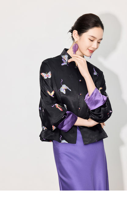 High-End Elegant Loose Fit Embroidered Blouse for Women