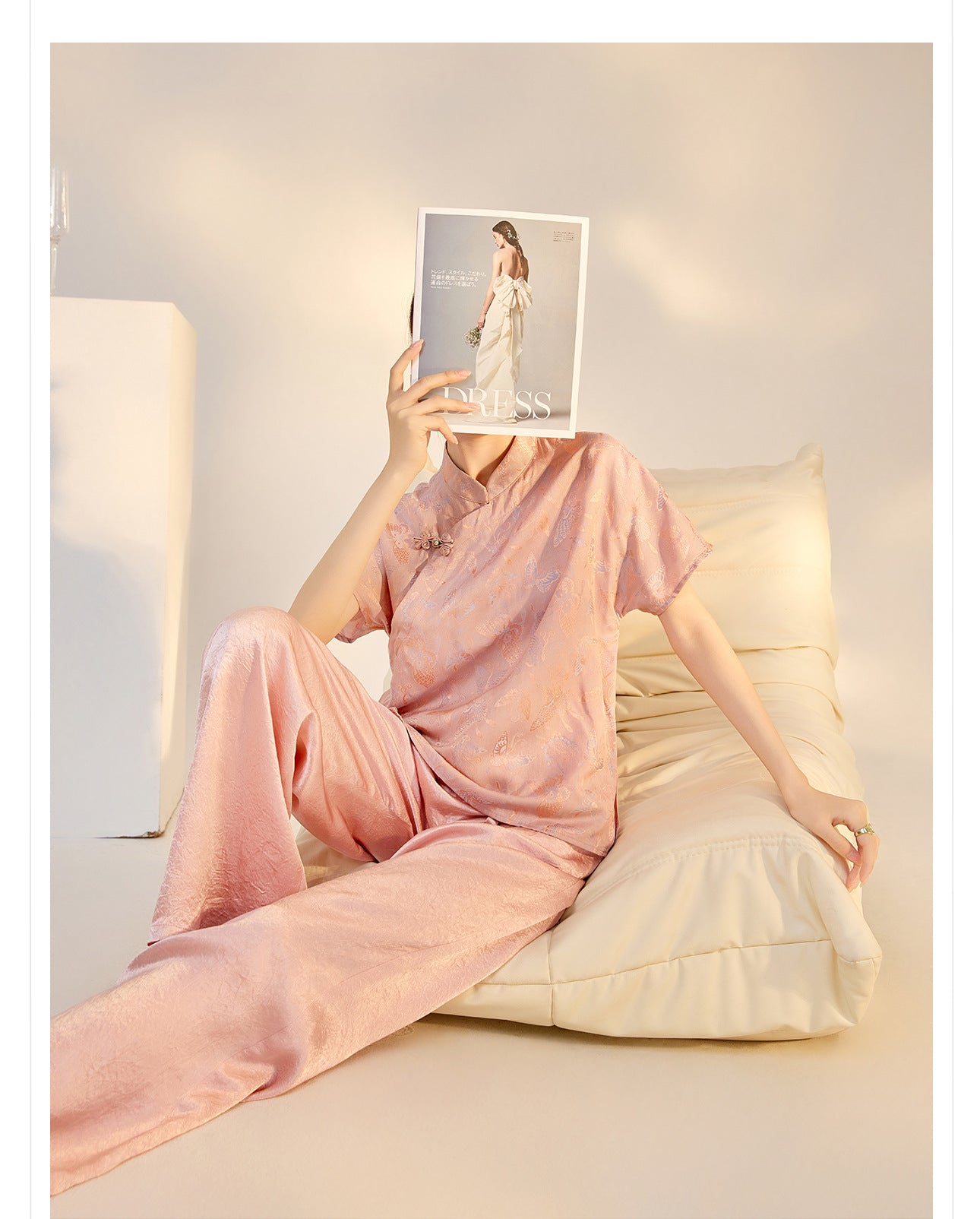 New Chinese Style High-Waist Wide-Leg Acetate Pants for Women