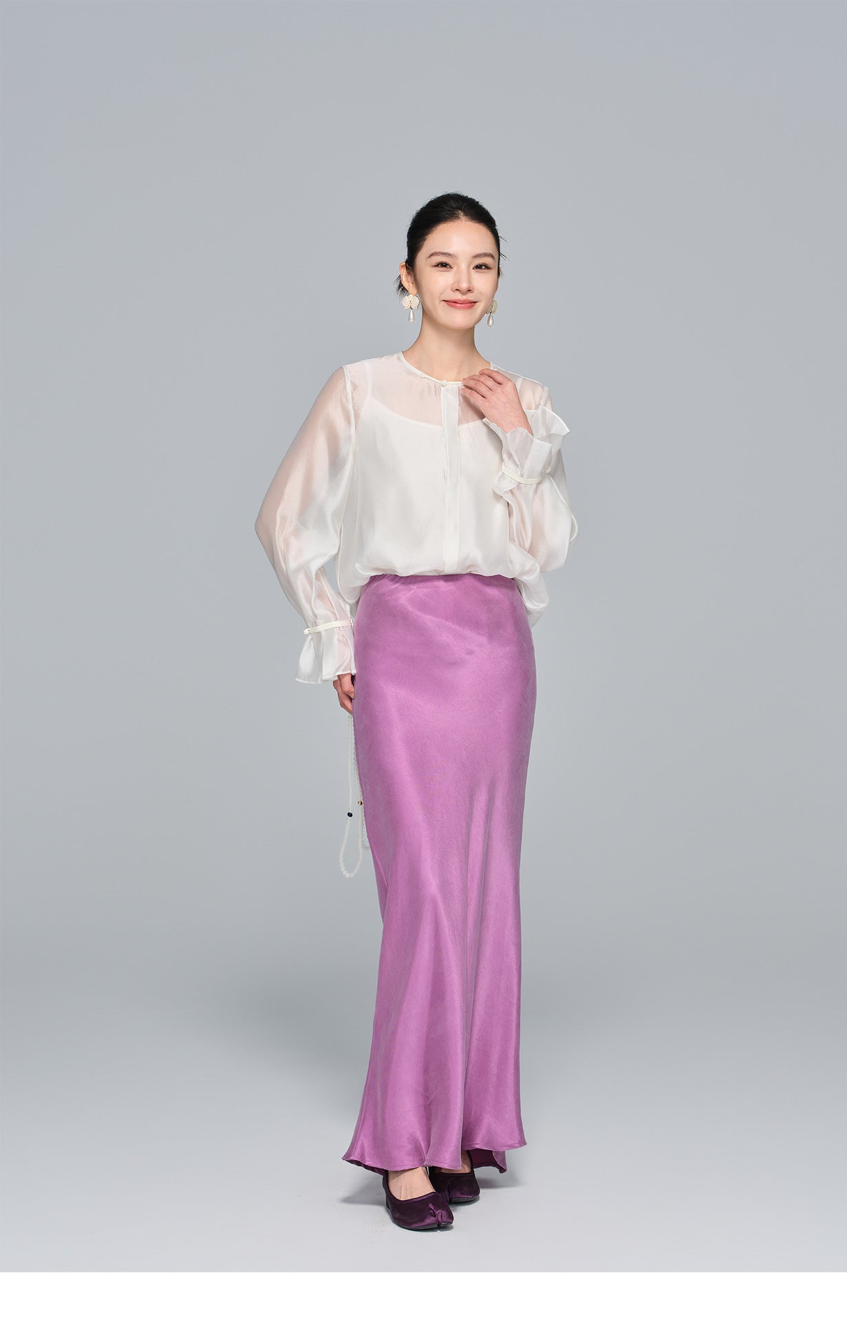 Elegant Light National Style Copper Ammonia Silk Skirt