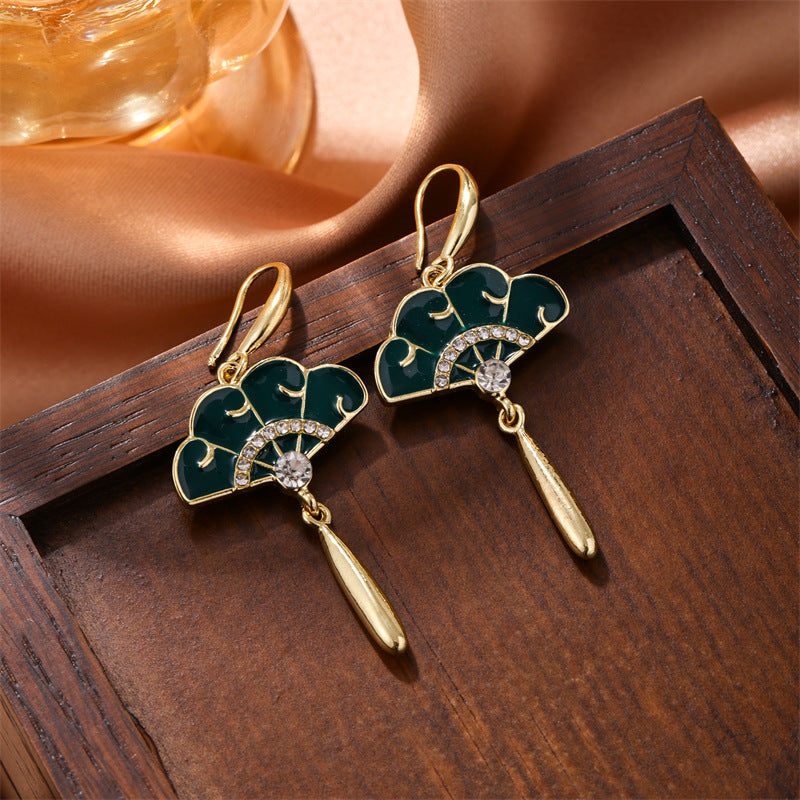 Chinese Style Fan Earrings — Handmade Tassel Ear Accessories for Women