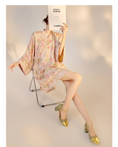 2026 Summer New Chinese Style Printed Rayon Loose Elegant Blouse