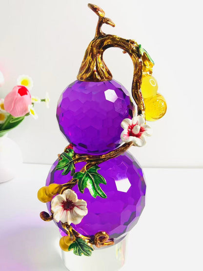 Five Blessings Amethyst Gourd Ornament — Wealth & Luck Home Gift