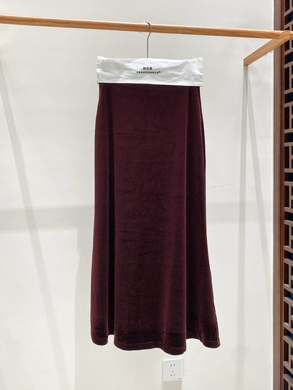 Elegant Slimming Velvet Fishtail Skirt for Fall and Winter
