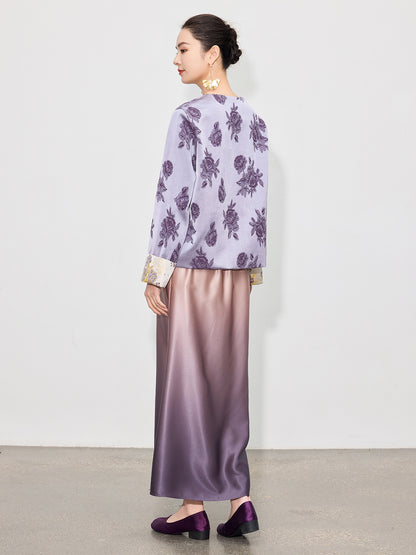 High-End Gradient Satin Mermaid Midi Skirt, Spring Design