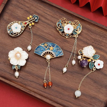 Chinese Style Brooch — Palace Elegant Pearl Tassel Pin for Cheongsam