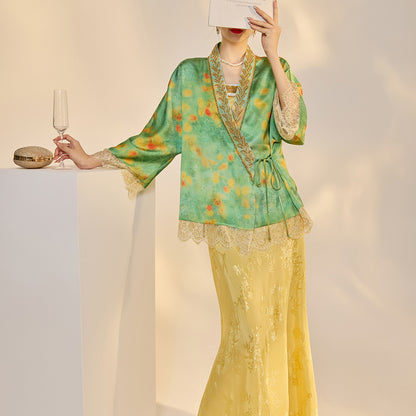 Elegant New Chinese Embroidered Jacquard Cardigan & Strap Dress Set