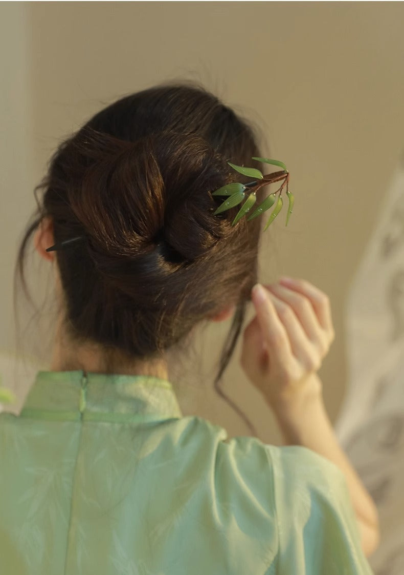 Bamboo Leaf Hairpin | New Chinese Style Tassel Hair Accessory for Women