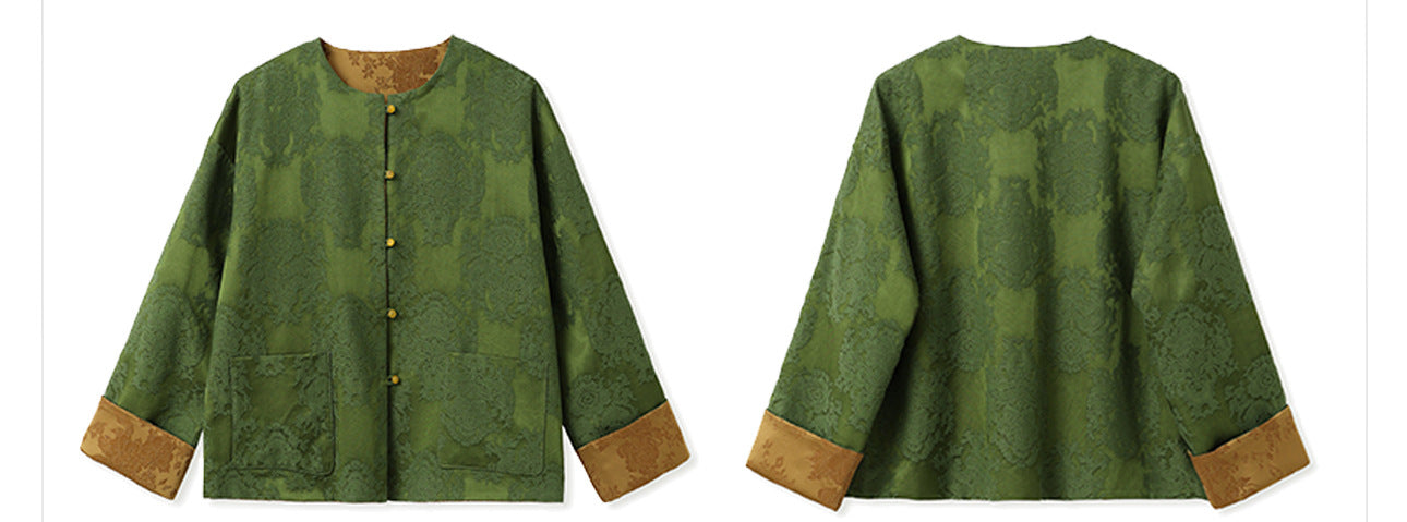 New Chinese Style Reversible Jacquard Elegant Top
