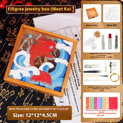 Handmade Cloisonné Enamel Jewelry Box DIY Kit — Chinese Style Craft Gift Set