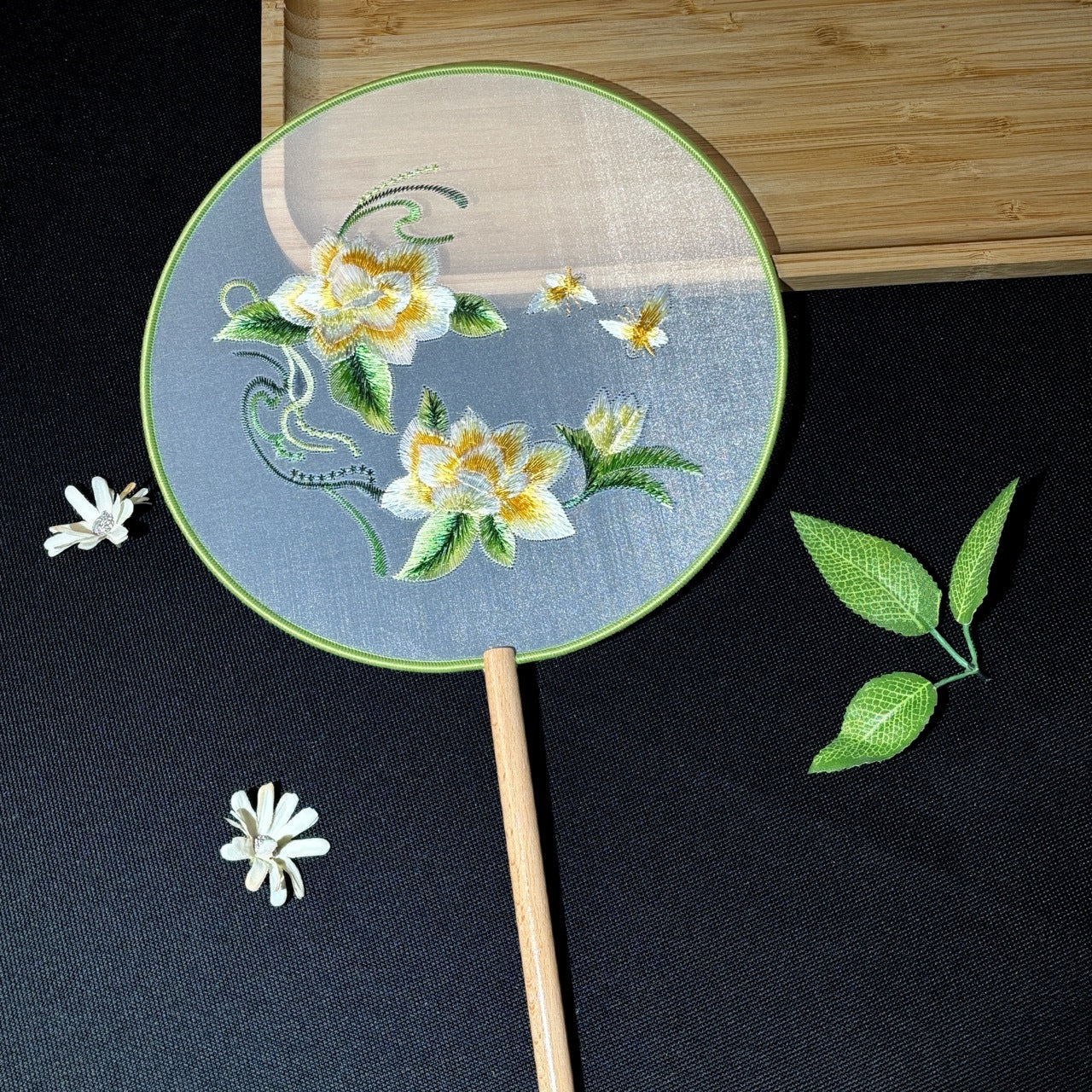 Handmade Chinese Round Fan — Summer Hanfu Cheongsam Embroidered Fan