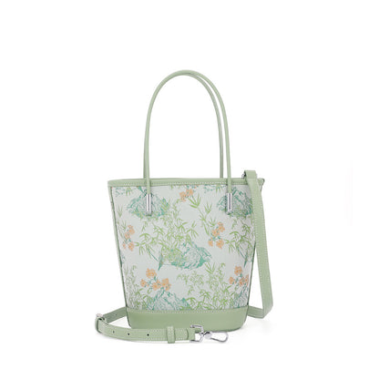 Song Brocade Silk Bucket Bag New Chinese Style Shoulder Crossbody Bag for Women