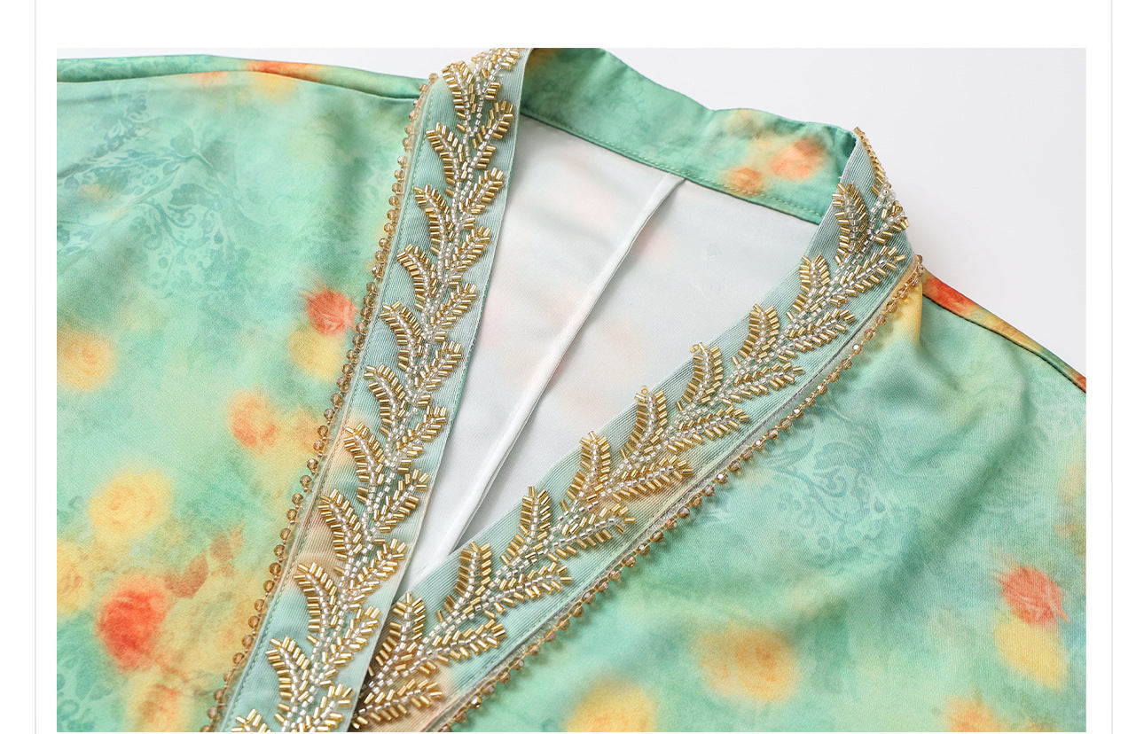 Elegant New Chinese Embroidered Jacquard Cardigan & Strap Dress Set