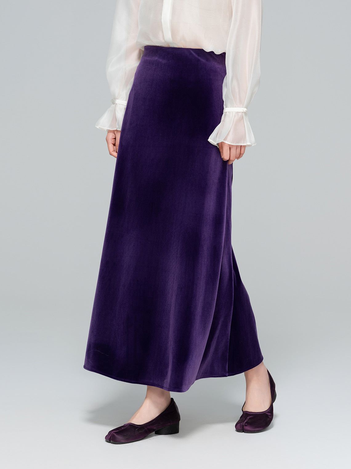Autumn High-Waisted Long Velvet Skirt for Women