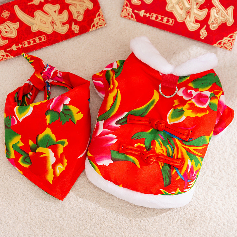 Retro Northeast Floral Coat Two-Leg Pet Clothes for Cats & Dogs