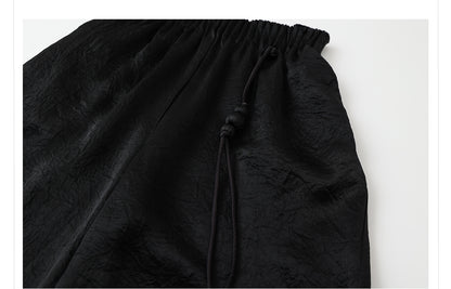 New Chinese Style High-Waist Wide-Leg Acetate Pants for Women