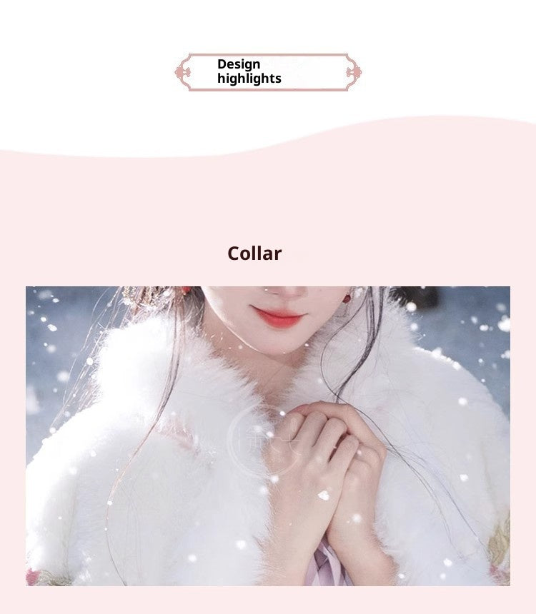 Women's Tang Dynasty Hanfu Winter Embroidered Shirt & Cloak Set