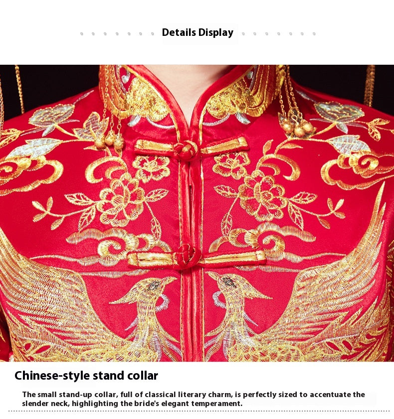 Xiuhe Wedding Dress Bride Plus Size Dragon Phoenix Gown Set