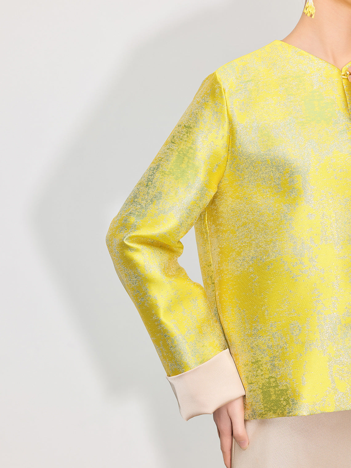 High-End Stylish Jacquard Tang Suit Inspired Top