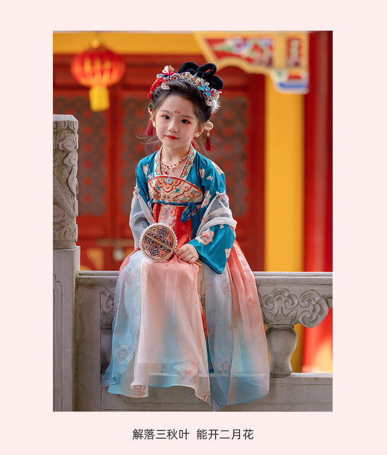 Girls’ Spring Autumn Hanfu | High-End Fairy Ru Skirt National Style Dress