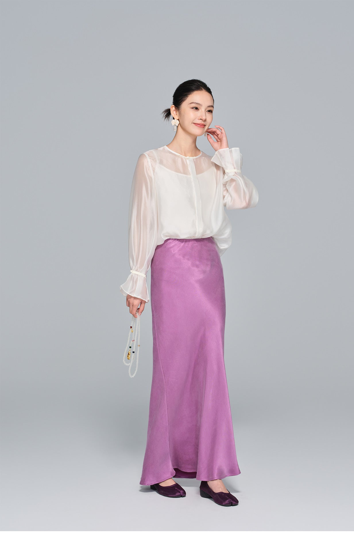 Elegant Light National Style Copper Ammonia Silk Skirt