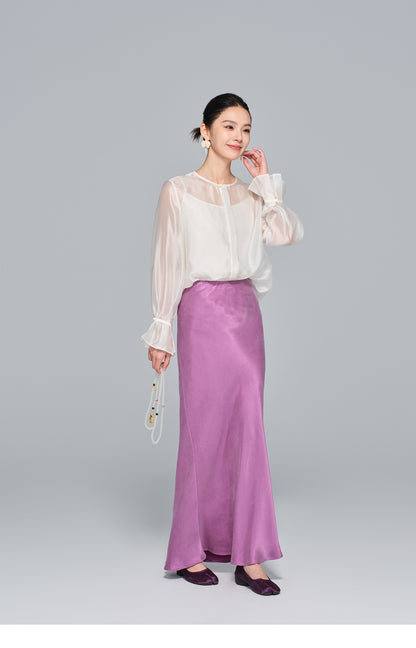 Elegant Light National Style Copper Ammonia Silk Skirt