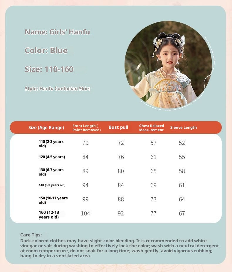 Girls’ Spring Autumn Hanfu Dress | Chinese Style Fairy Tang Suit Princess Outfit