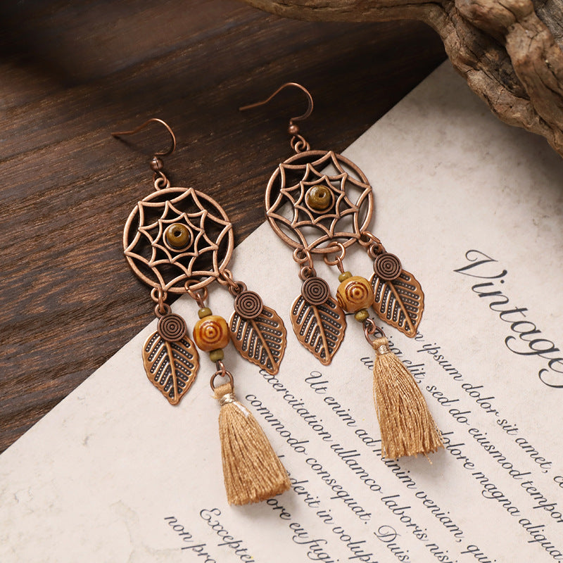 Vintage Boho Tassel Earrings — Niche Chinese Ethnic Long Drop Earrings