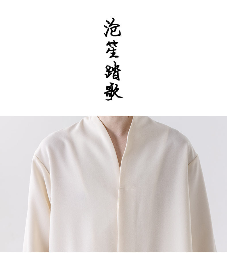 Mens Chinese Style Autumn Trendy Long Sleeve Casual Shirt Jacket