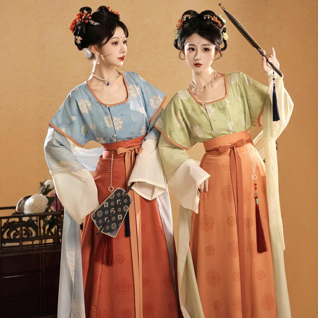 Tang Dynasty Hanfu Set — Beizi Shirt & Eight-Panel Waist Skirt