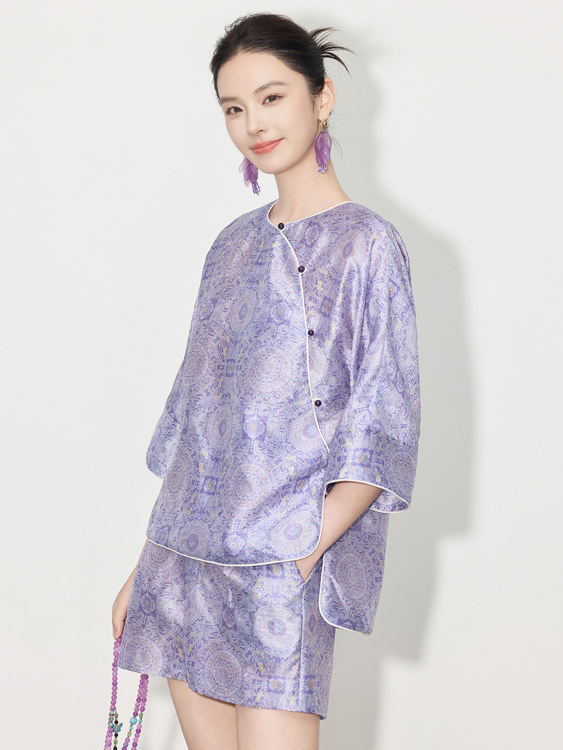 Chinese Style Asymmetrical Shirt & Shorts Set New Summer Casual Outfit