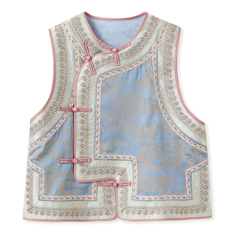 New Chinese Style Heavy Embroidery Rayon Vest for Women