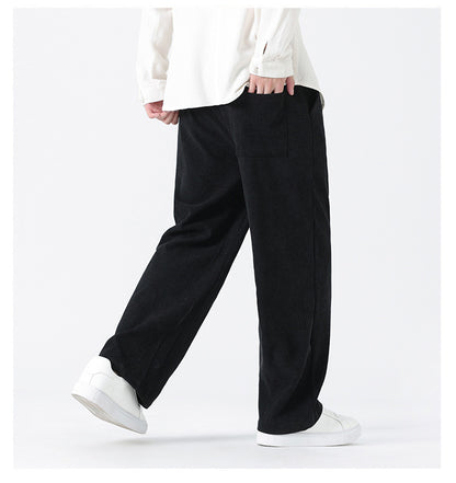 Chinese Style Mens Button Corduroy Pants Large Size Casual Sweatpants