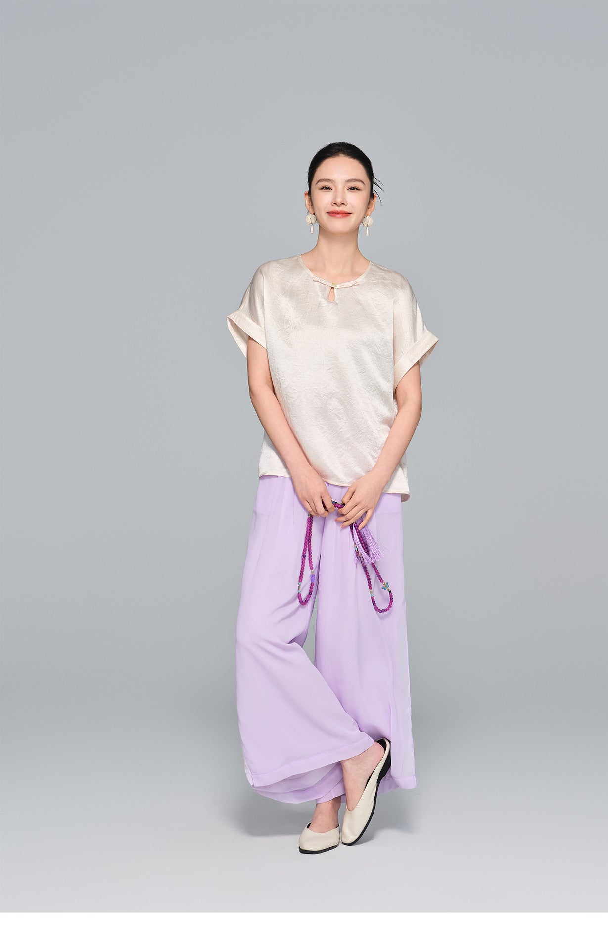 Elegant Slimming Wide-Leg Pants, Draped Design