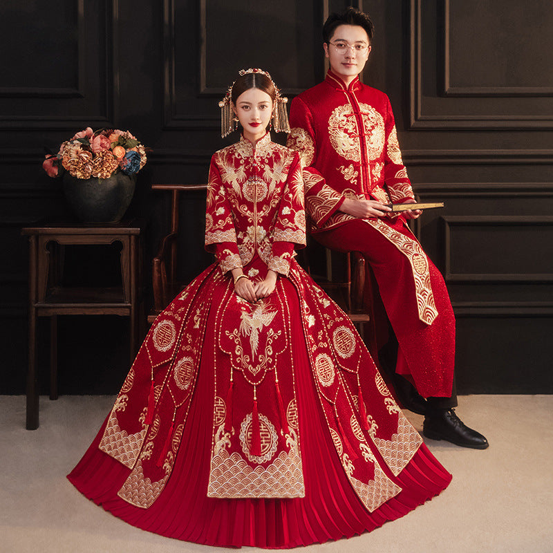 Xiuhe Wedding Dress Bride Slim Fit Chinese Wedding Couple Set