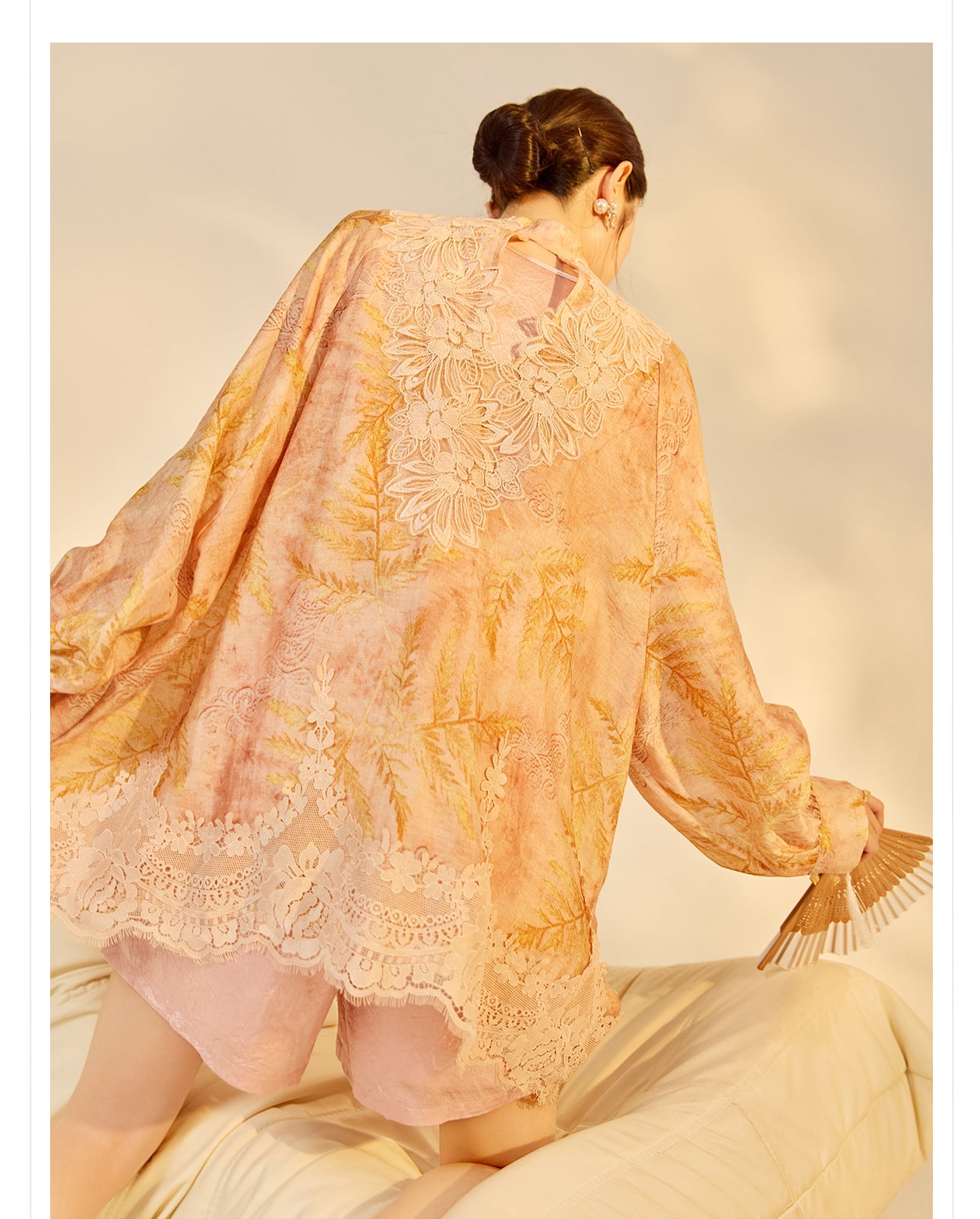 Autumn Chinese Style Lace Patchwork Shirt | Slim Embroidered V-Collar Top