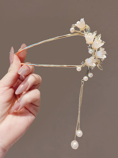 Super Fairy Bell Orchid Tassel U Hairpin Women High End Step Shake