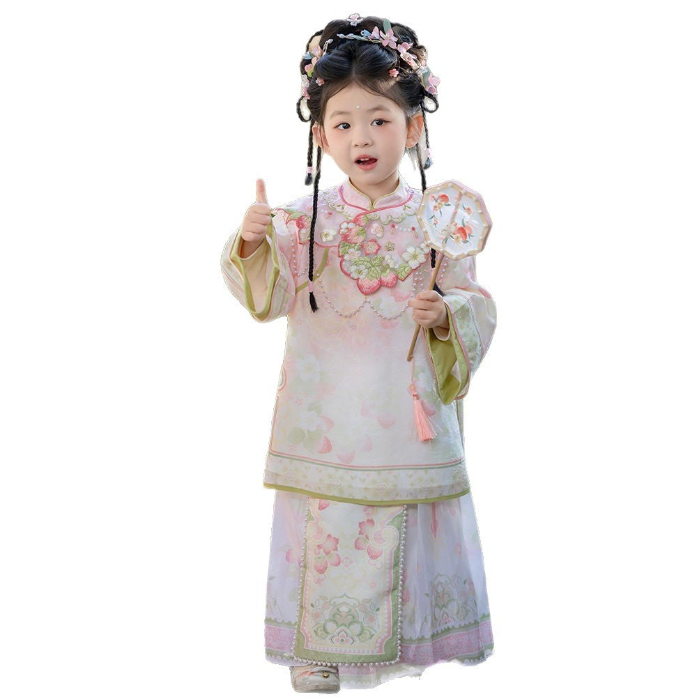 Children’s New Chinese Style Hanfu | Retro Checkered Ming Dynasty Outfit