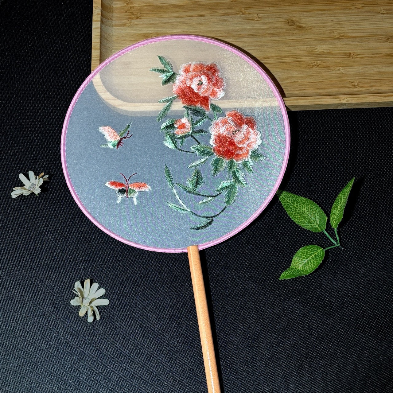 Handmade Chinese Round Fan — Summer Hanfu Cheongsam Embroidered Fan