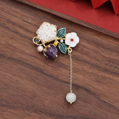 Chinese Style Brooch — Palace Elegant Pearl Tassel Pin for Cheongsam