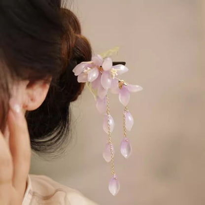 New Chinese Style Begonia Flower Hairpin Cheongsam Fairy Tassel Wooden Hairpin