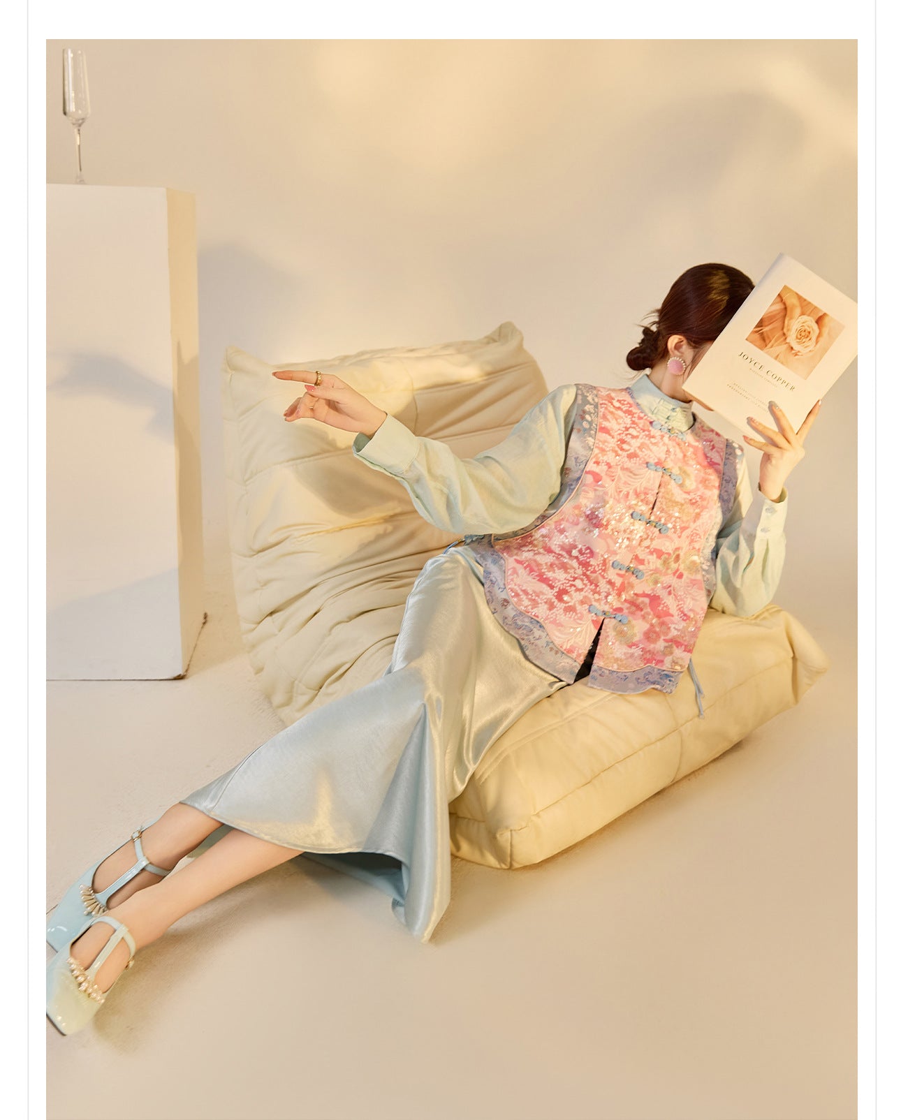 Jacquard Sequin Tank Top – Elegant National Style Women's Wear