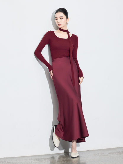 Chic High-End Acetate Midi Mermaid Skirt