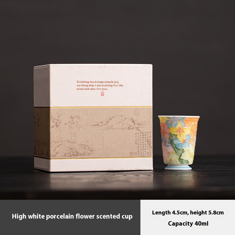 Jingdezhen Hand-Painted Underglaze Master Tea Cup Threaded Design