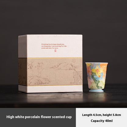 Jingdezhen Hand-Painted Underglaze Master Tea Cup Threaded Design