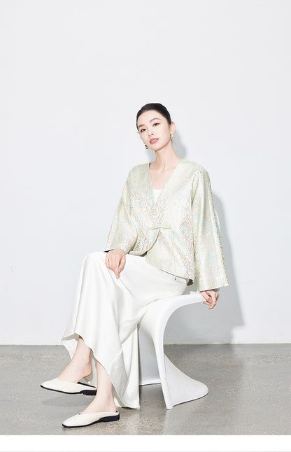 Stylish Autumn Jacquard Collar Blouse for Women