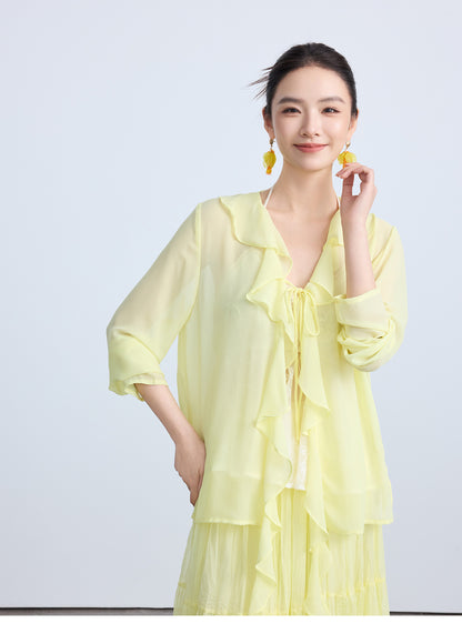 Lightweight Flowing Chinese Style Long Sleeve Top