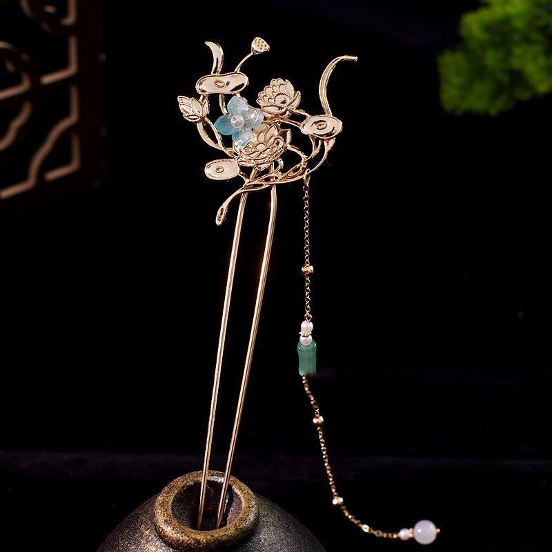 Elegant Ancient Costume Perm Flower Hairpin Hanfu Tang Style Hair Accessory