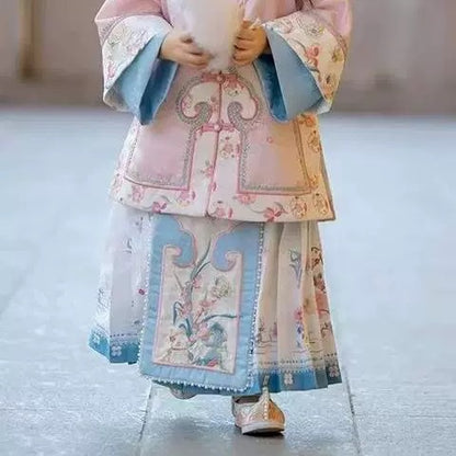 Children’s New Chinese Style Hanfu | Retro Checkered Ming Dynasty Outfit